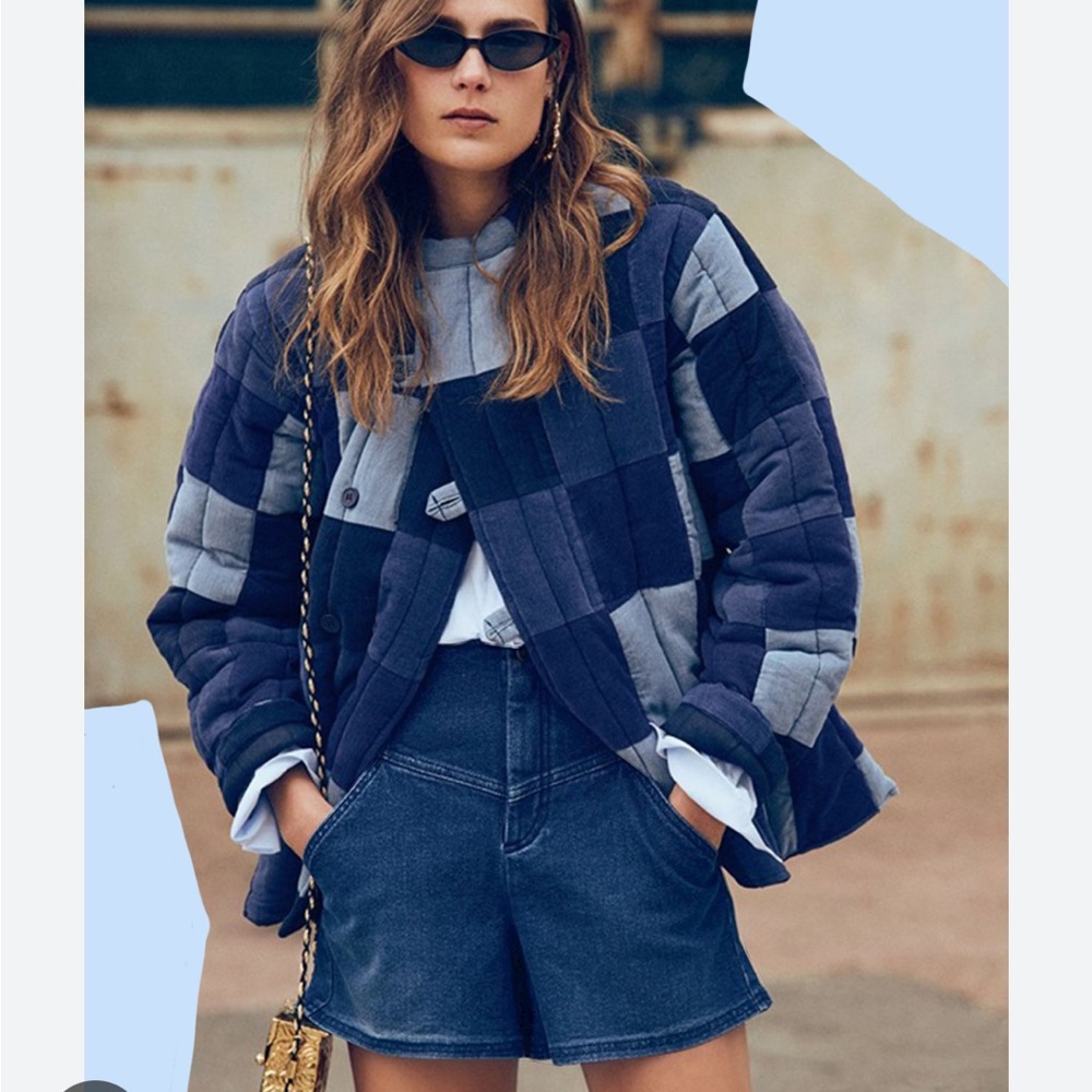 Anton Batik Blue Patchwork Coat - image 1